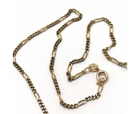 9ct hallmarked gold fancy filed curb link neckchain - 50cm &amp; 3.7g