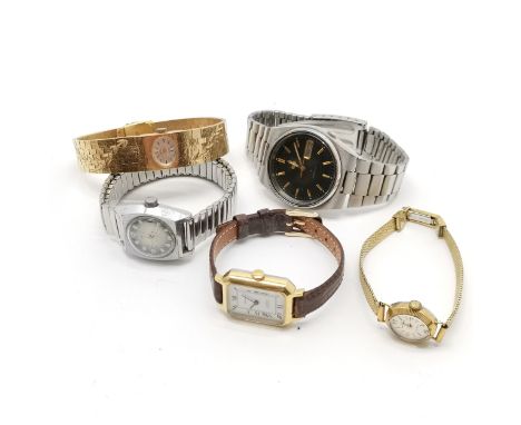 5 x manual wind wristwatches inc Seiko 5, Zoniku, Waltham etc - for spares / repairs - SOLD ON BEHALF OF THE NEW BREAST CANCE