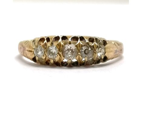 Antique 18ct hallmarked gold 5 stone diamond ring - size P &amp; 2.1g total weight - SOLD ON BEHALF OF THE NEW BREAST CANCER 