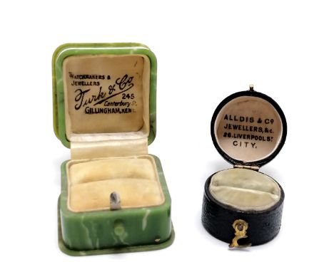 2 x antique jewellery ring boxes - Turk &amp; Co (Gillingham) &amp; Alldis &amp; Co (26 Liverpool St., City)