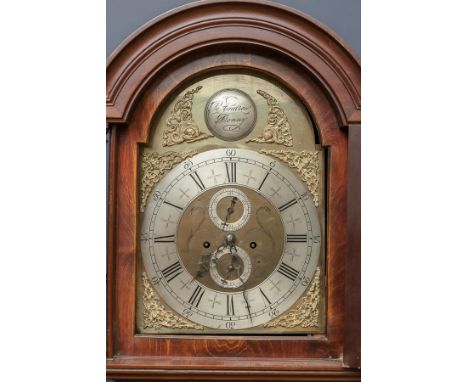 EDWARDIAN LONGCASE CLOCK OF GEORGE III DESIGN
by R. Andrew, Denny, the unsigned eight day two train movement with anchor esca