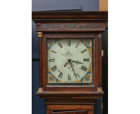 GEORGE III OAK COUNTRY MADE LONGCASE CLOCK
by Pike, Barnstable, the unsigned weight driven thirty hour movement with anchor e