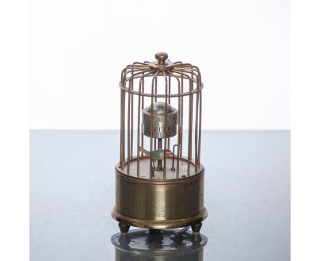 MID TWENTIETH CENTURY GERMAN KAISER ORBITAL BIRD CAGE CLOCK
circa 1940s, keyless wind alarm function movement, orbital style 