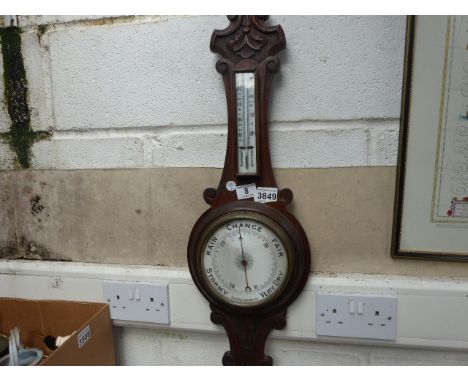 Oak aneroid thermometer barometer 