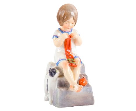 Saturday's Child Works Hard For A Living. Seated girl. Royal Worcester backstamp.#figurine Weight: 6 oz Issued: 20th c.Dimens