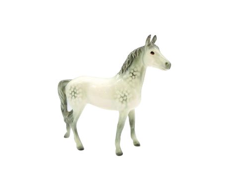 Gloss grey spotted horse with darker mane and tail. Goebel backstamp. Artist: Arthur GredingtonIssued: 1965-1989Dimensions: 7