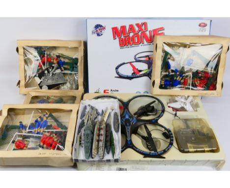 Dinky Toys - Tootsie - RDM - Others - A boxed radio controlled RDM Maxi Drone with a small group of diecast and wooden ships,