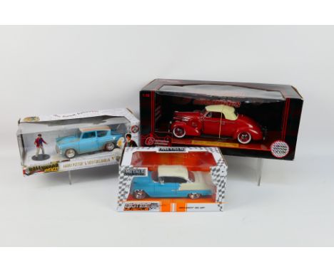 Jada - Signature Models - Harry Potter - 3 x boxed cars, a 1955 Chevy Bel Air in 1:24 scale, a Harry Potter Ford Anglia with 