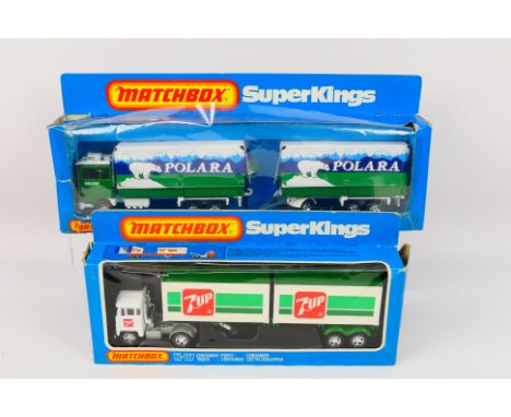 Matchbox Superkings - Two boxed Matchbox Superkings diecast model trucks. Lot consists of Matchbox SuperKings K-21 Ford Trans