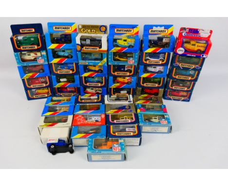 Matchbox - A boxed collection of 46 mainly Matchbox MB38 Ford 'A' diecast promotional model vans and some MB73 Ford A cars. L