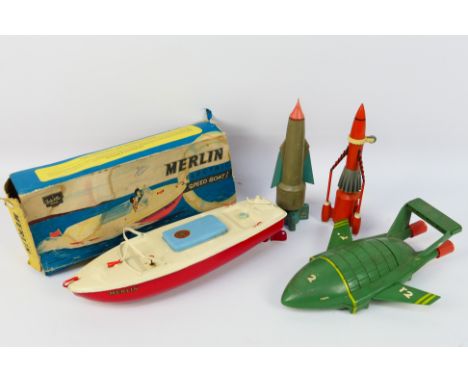 Rosenthal - Thunderbirds - Sutcliffe - 3 x vintage Thunderbird vehicles by Rosenthal Toys in play worn condition with some mi