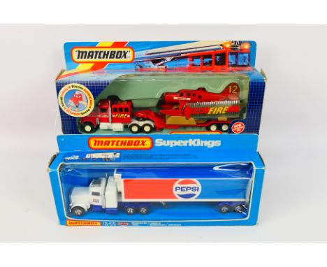 Matchbox Superkings - Two boxed Matchbox Superkings diecast model trucks. Lot consists of Matchbox SuperKings K-31 Peterbilt 