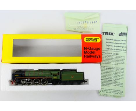 Hornby Minitrix - A boxed Hornby Mintrix N Gauge Britannia Clas 4-6-2 steam locomotive and tender Op.No. 7000 'Britannia' in 
