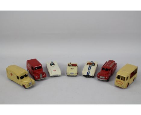 Dinky - A group of unboxed models, Austin Healey # 109, Cunningham C-5R # 133, Mercedes Benz # 237, Studebaker Mobilgas tanke