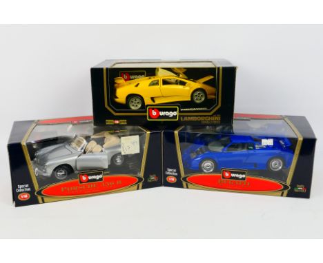 Bburago - Three boxed diecast 1:18 scale model cars from Bburago. Lot consists of Bburago  'Special Collection' #3031 Porsche