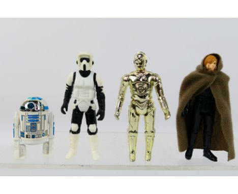 Kenner - Star Wars - An assortment of four unboxed vintage Star Wars Action figures comprising of R2-D2('77), C-3PO(82), Luke