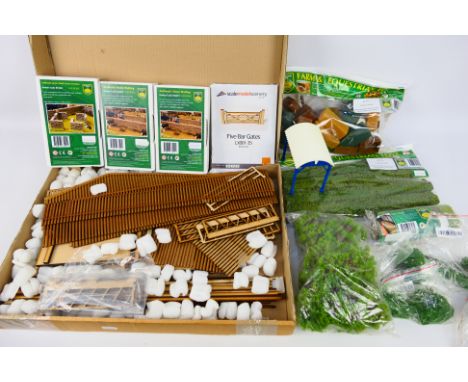 Brushwood Toys - Scale Model Scenes - A collection of Brushwood Toys farm items including trimmed hedges, stone walls, farm t