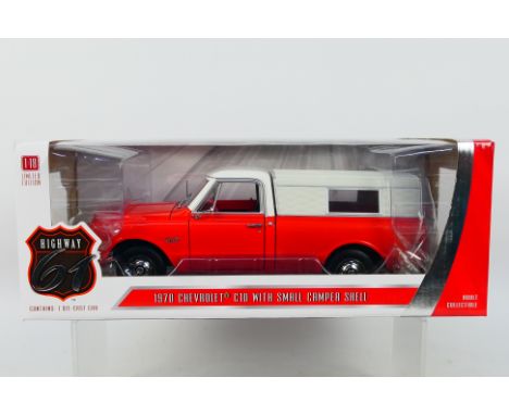 Greenlight - A boxed 1:18 scale Limited Edition, Greenlight #HWY18004 'Highway '61' 1970 Chevrolet C10 with Small Camper Shel