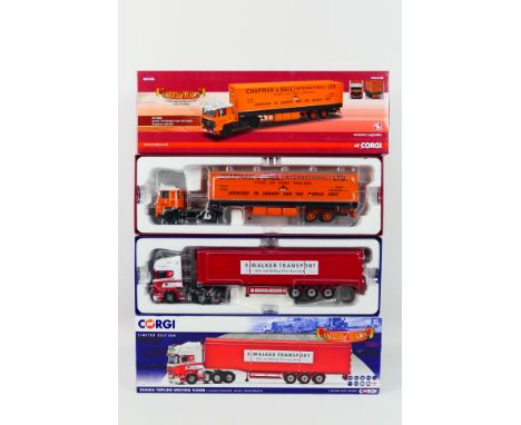 Corgi - A pair of boxed Corgi 1/50 Scale Lorries consisting of #CC12941 Scania Topline Moving Floor S.Walker Transport and #C