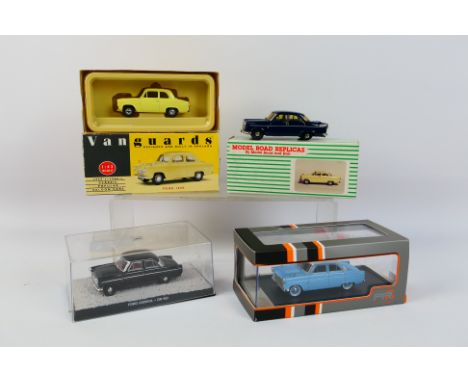 Ixo - Vanguards - Model Road Replicas - 4 x classic Ford models in 1:43 scale, a white metal Consul Mk2 # MRR8, a limited edi