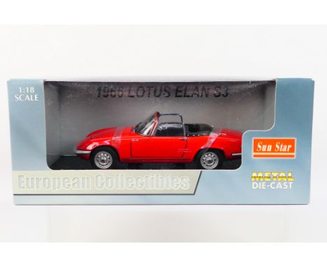 Sun Star - A boxed 1:18 Sun Star #4051 'European Collectibles' 1966 Lotus Elan S3. The model in red appears to be in Mint con