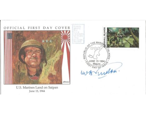 C W B Purdon signed US Marines Land on Saipan official FDC June 15th, 1944. Major General C W B Purdon CBE MC CPM Army Comman