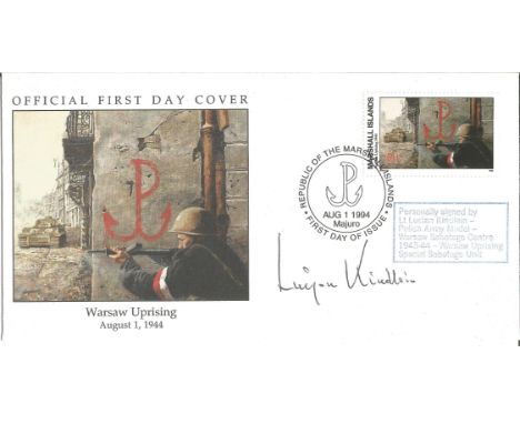 Lt Lucian Kindlein signed Warsaw Uprising official FDC August 1st, 1944. lieutenant Lucian Kindlein Polish Army Medal Warsaw 