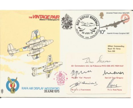 5 Team Members signed The Vintage Pair RAFA Air Display Woodford 1975 official FDC. Signatures include Air Commodore John da 