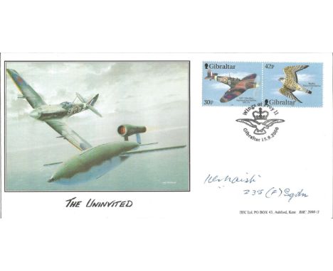 K. E. Naish signed The Uninvited RAF FDC. Double GB Gibraltar stamps. Wings of Prey II Gibraltar September 2000 postmark. Bri