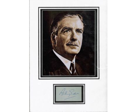 Anthony Eden Prime Minister signed autograph display UACC dealer 10 x 8 inches photo double 3D mounted in acid free mountboar