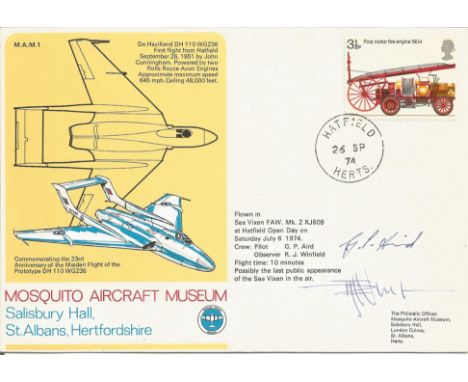 G P Aird, R J Winfield signed Mosquito Aircraft Museum MAM1 official cover commemorating the 23rd anniversary of the Maiden F