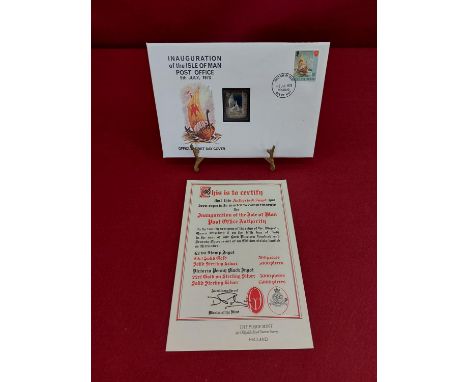 First Day Cover inauguration of post office 1973, 5th July ?1 stamp on solid sterling silver ingot 5,000 issued 