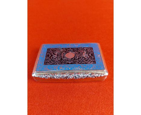 Austro - Hungarian silver and enamel box with gilt inner, mid 19th c. The lid inset with blue and black enamel, with central 