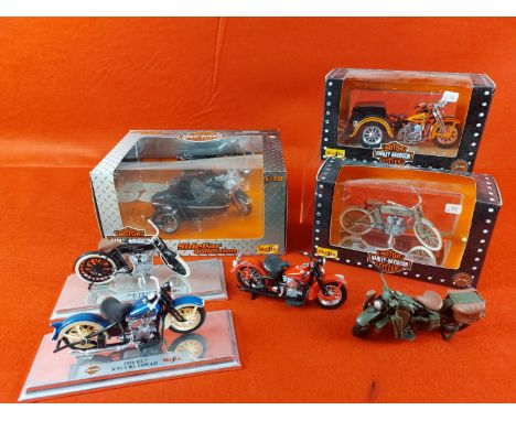 Collection of Maisto Harley Davidson Motorbikes 3 boxed.