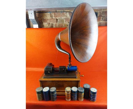 Rare Thomas Edison phonograph, in full working order. Includes 8 wax reels.