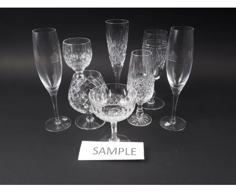 A quantity of mostly cut glassware, including Webb champagnes, Orrefors champagne flutes and other glass 