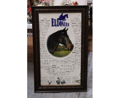 A LARGE ELDONIAN FRAMED PRINT OF HORSE BITS, 95CM X 59CM