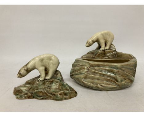 TWO VINTAGE RADFORD POTTERY POLAR BEARS TO INCLUDE A PLANTER