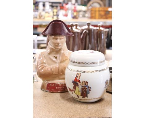 A NAPOLEON BRANDY DECANTER TOGETHER WITH A VINTAGE YARDLEY COMMEMORATIVE GINGER JAR