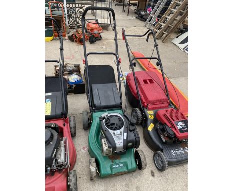 A QUALCAST SELF PROPELLED LAWN MOWER WITH GRASS BOX AND BRIGGS AND STRATTON ENGINE