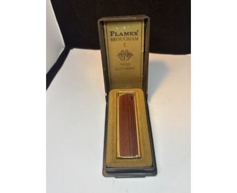A VINTAGE FLAMEX BROUGHAM II PIEZO ELECTRIC LIGHTER WITH ORIGINAL PRESENTATION BOX
