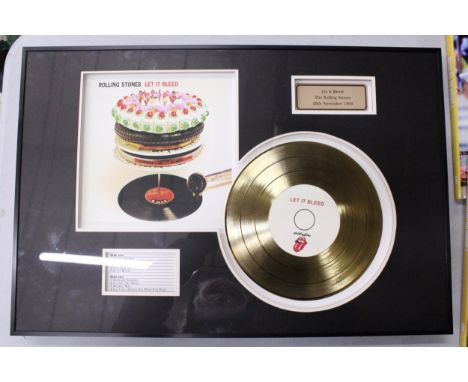 A FRAMED ROLLING STONES GOLD DISC 'LET IT BLEED', 40CM X 60CM