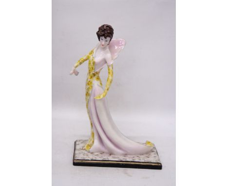 A LARGE CERAMIC ART DECO LADY FIGURE, HEIGHT 38CM