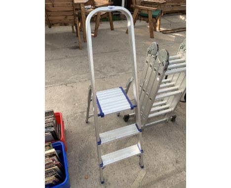 A TWO RUNG ALUMINIUM STEP LADDER
