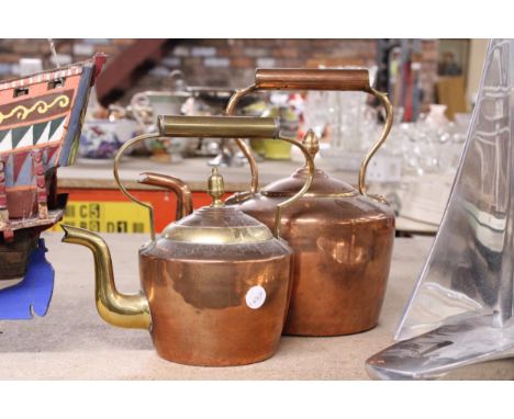 TWO VINTAGE COPPER KETTLES