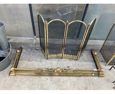 A BRASS EXTENDABLE FIRE FENDER AND A BRASS FIRE SCREEN