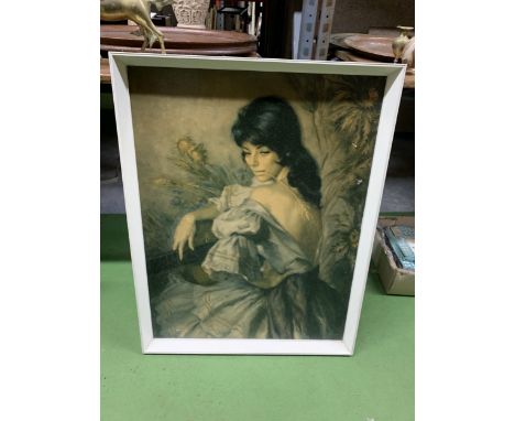 A VINTAGE MID CENTURY PRINT BY FRANCISCO RIBERA GOMEZ, 'LA NINA DE LOS TIENTOS', 76CM X 59CM