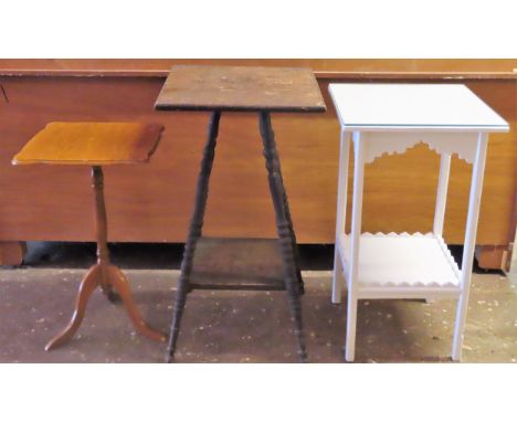 Vintage gypsy table, tripod occ table, plus painted occ table All in used condition, unchecked