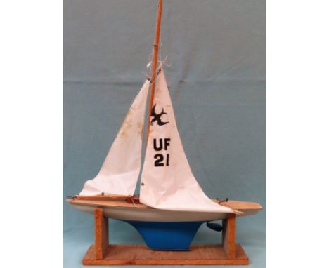 Vintage Uffa Fox sailing boat. App. 67 x 53cm Used condition, wear and damage to areas