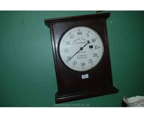 A very rare T. Hopkins Billiard Recorder, 18" tall, in Oak case probably c1910